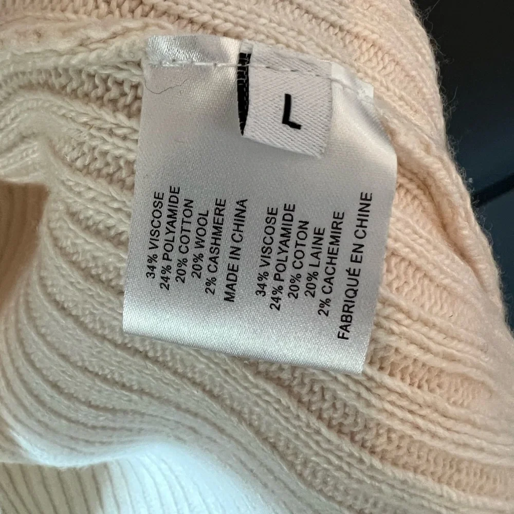 Proenza Schouler White Label Ribbed-Knit Sweater Cream Size L - Picture 10 of 11